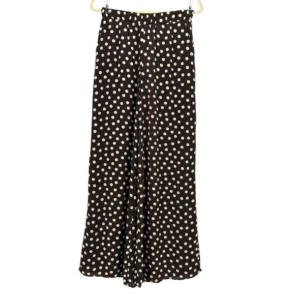 NEW Express Womens XS Pants Wide Leg Super High Rise Polka Dot Brown Lined - Picture 1 of 14